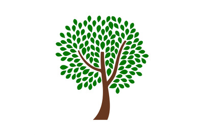 Ornamental tree design with green leaves