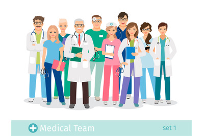 Hospital team isolated on white background