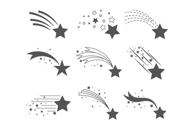 Shooting stars with tails icons