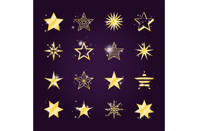 Twinkle and light golden star icons