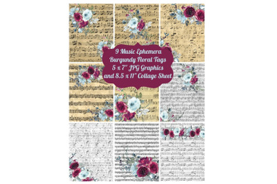 9 Musical Emphera Images Collage Sheet And 5 x 7&quot; jpg Tags