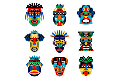 Zulu or aztec mask icons