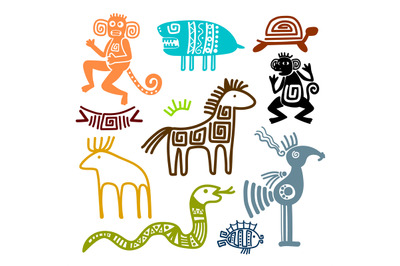 Aztec and maya ancient animal symbols