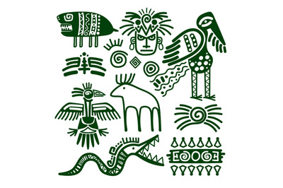 Aztec and inca native tribal signs