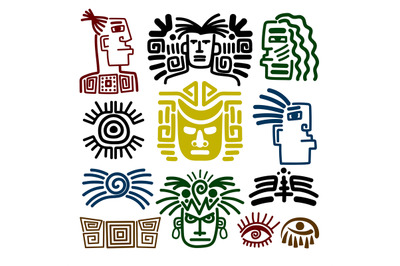 Tribal face drawings set