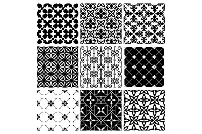 Decorative monochrome tile vintage patterns