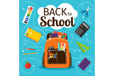 Back to school poster with backpack