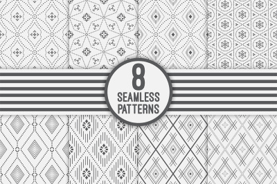 Set of 8 vector seamless patterns