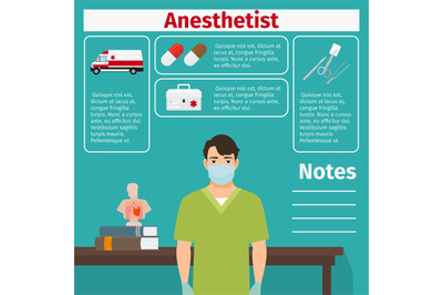 Anesthetist and medical equipment icons