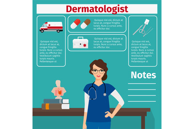 Dermatologist and medical equipment icons