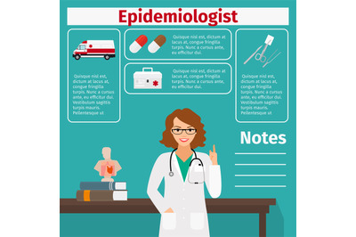 Epidemiologist and medical equipment icon