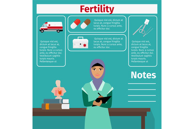 Fertility doctor and medical equipment icons