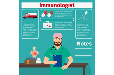 Immunologist and medical equipment icons