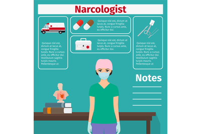 Narcologist and medical equipment icons