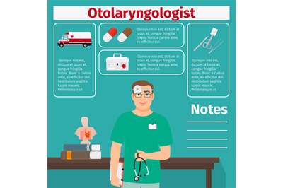 Otolaryngologist and medical equipment icons