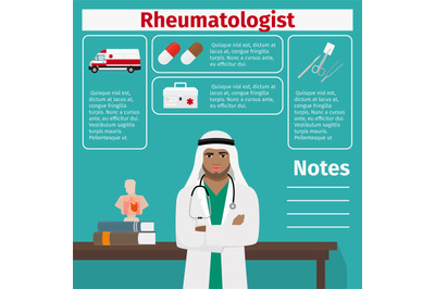 Rheumatologist and medical equipment icons