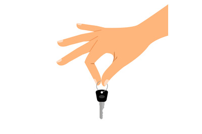 Hand holding key isolated icon