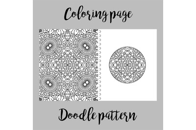 Coloring page design with doodle pattern