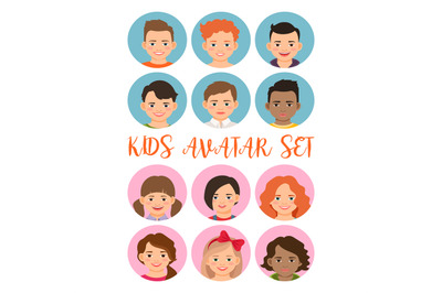 Kids boys and girls avatar set