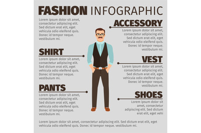 Fashion infographic with hipster style man