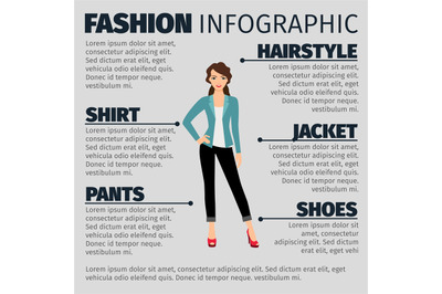 Fashion infographic with young business girl