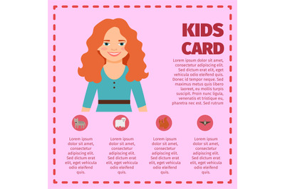 Red hair young girl infographic card