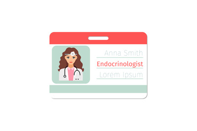 Female endocrinologist medical specialist badge