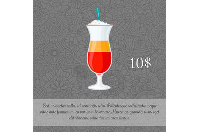 Alcoholic Tequila Sunrise cocktail card template