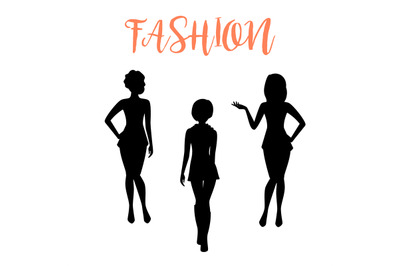 Fashion woman silhouette in tight dresses