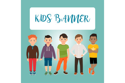 Kids banner with boys