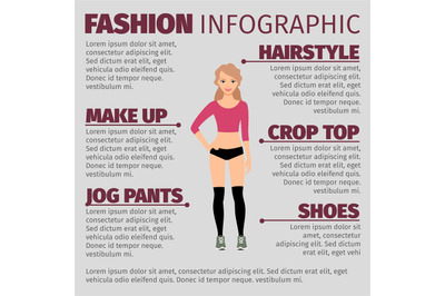 Girl in fitness clothes fashion infographic