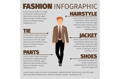 Fashion infographic with happy schoolboy