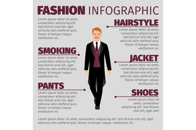 Fashion infographic with man in smoking