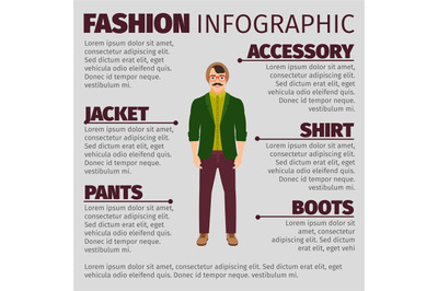 Fashion infographic with musician man