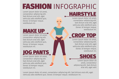 Girl in sports suit fashion infographic