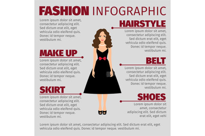 Girl in black dress fashion infographic