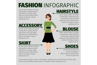 Fashion infographic with young female teacher