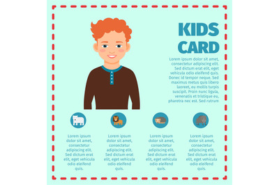 Kids card infographic template with boy