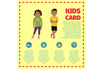 Kids card infographic with sweets