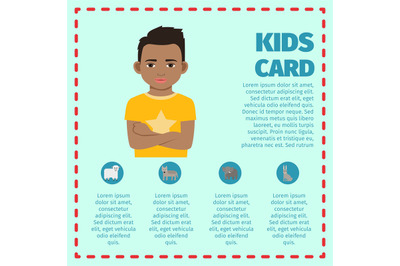 Kids card template with black kid