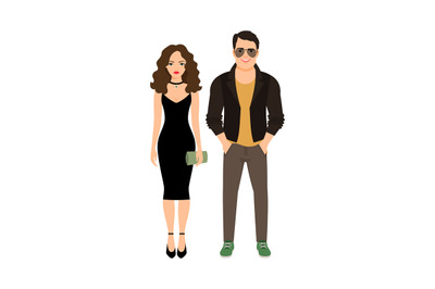 Fashionable couple isolated icon