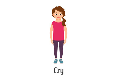 Cartoon little girl crying