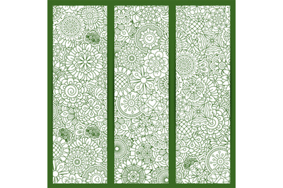 Flyers with green floral mandala pattern