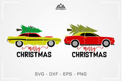 Muscle Car Christmas Tree Svg Design