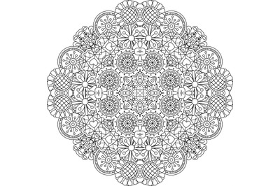 Floral lace style round decorative element