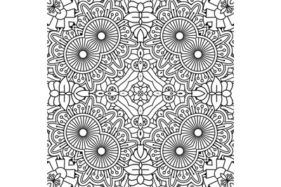 Black and white outline floral pattern