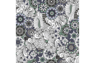 Flowers and swirls decorative pattern