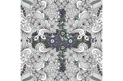 Grey color outline decorative floral pattern