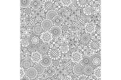 Line ornamental flowers pattern