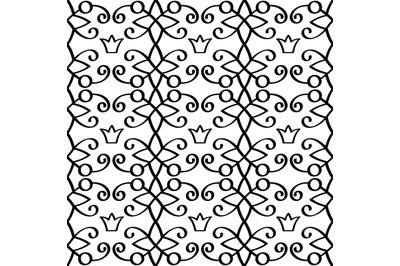 Princess linear black pattern with crowns